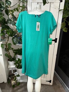 Hatley Green Short Sleeve pull over Shift Dress - XL zip back NWOT